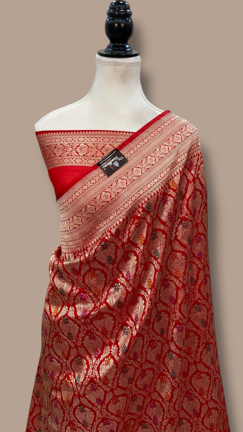 Regal Pure Katan Silk Banarasi Saree – Handwoven Tanchui Brocade - The Handlooms