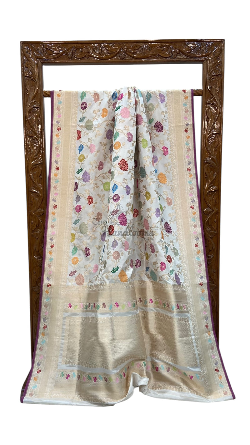 Ektara Pure Katan Silk Banarasi Handloom Saree - All over kadiyal Jaal work - The Handlooms