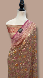 Pure Khaddi Georgette Banarasi Saree - water zari - The Handlooms