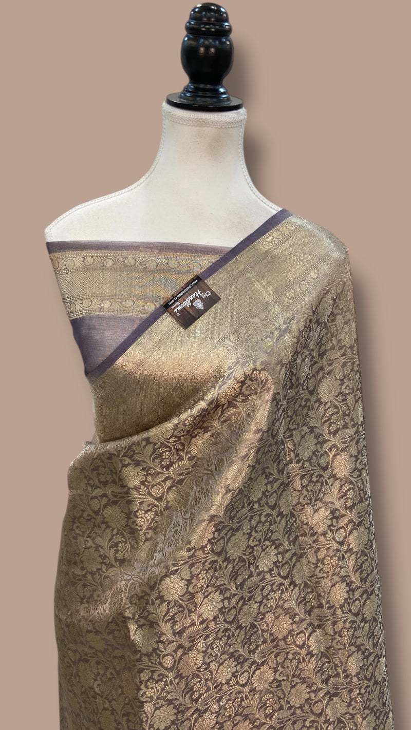 Pure Kora Tissue Tanchui Handloom Banarasi Saree - The Handlooms
