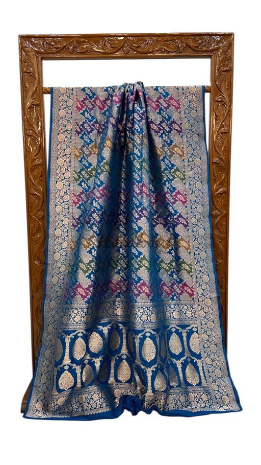 Pure Katan Silk Banarasi Handloom Saree - All over Jaal Work With Rangkart - The Handlooms