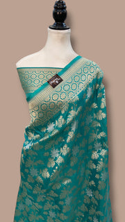 Pure Katan Silk Banarasi Handloom Saree - All over Sona Roopa Jaal work - The Handlooms