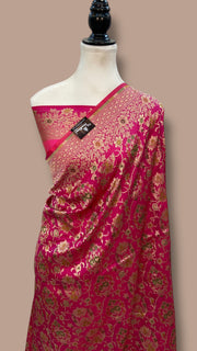Pure Katan Silk Banarasi Handloom Saree - All over Jaal work With Meenakari - The Handlooms