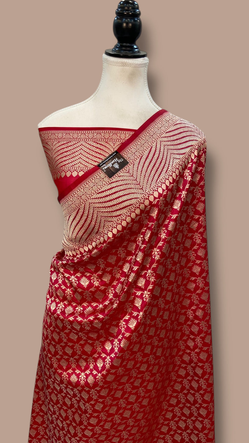 Pure Katan Silk Banarasi Handloom Saree - All over jaal work - The Handlooms