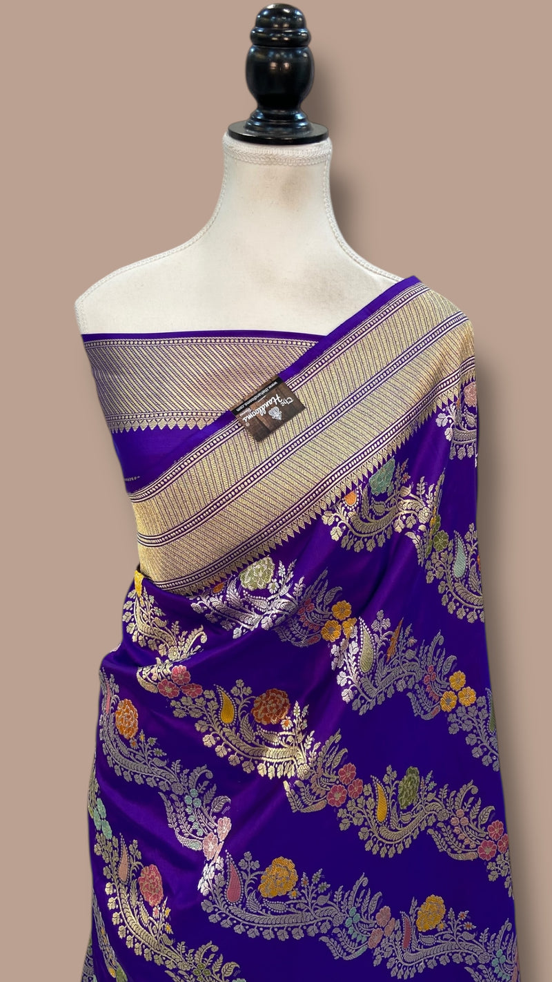 Ektara Pure Katan Silk Banarasi Handloom Saree - All over kadiyal Jaal work - The Handlooms