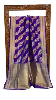 Ektara Pure Katan Silk Banarasi Handloom Saree - All over kadiyal Jaal work - The Handlooms