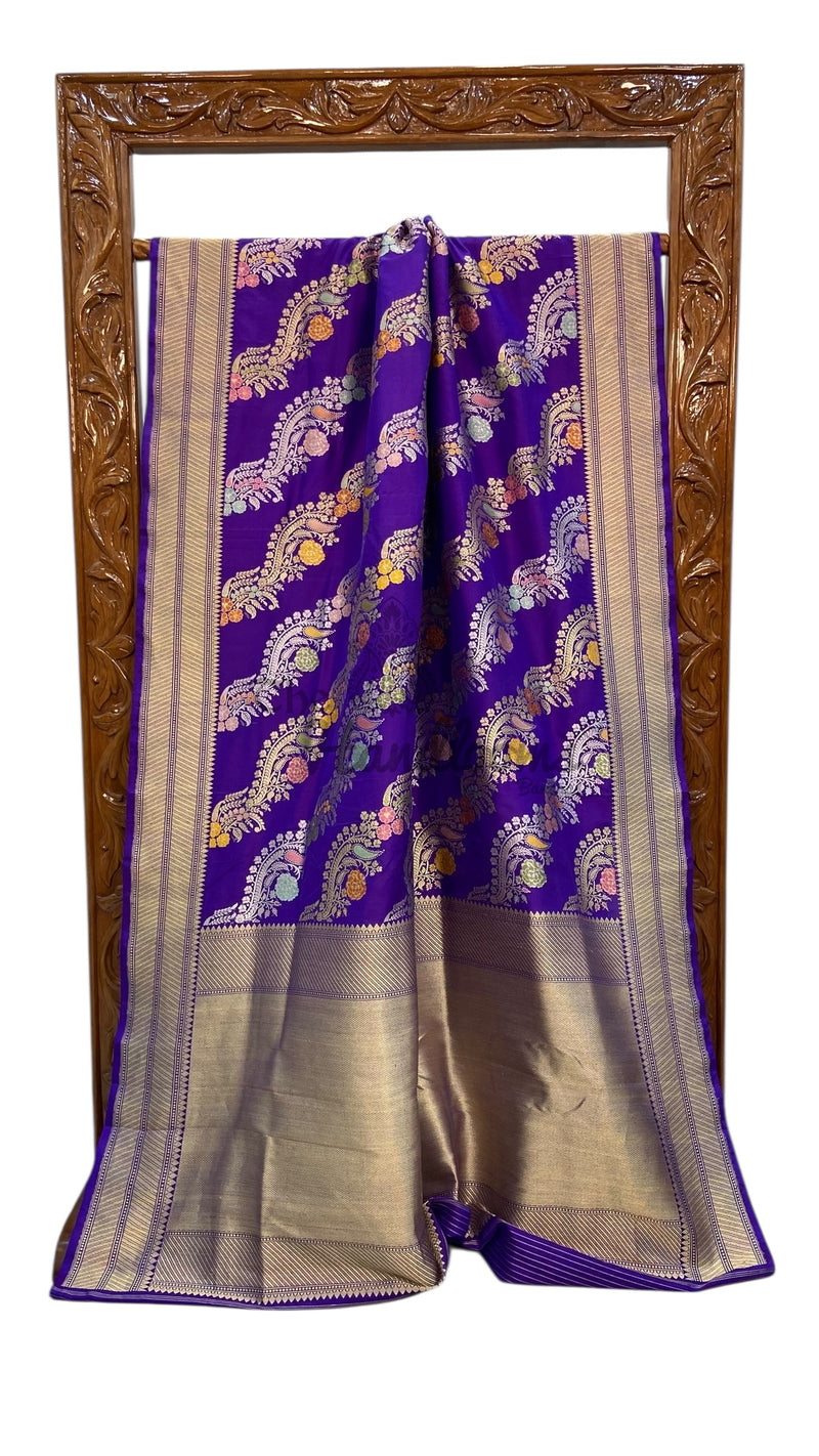 Ektara Pure Katan Silk Banarasi Handloom Saree - All over kadiyal Jaal work - The Handlooms