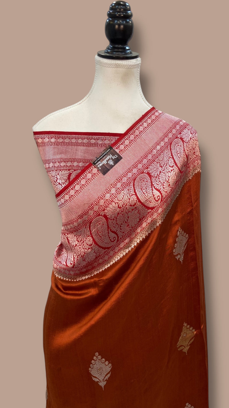 Pure Katan Silk Banarasi Handloom Saree - All over Kadua motifs - The Handlooms