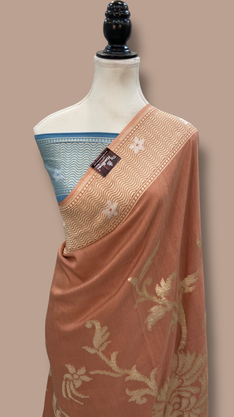 Moonga Georgette Handloom Banarasi Saree - The Handlooms