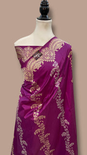 Pure Katan Silk Banarasi Handloom Saree - All over soona roopa  Kadua stripe - The Handlooms