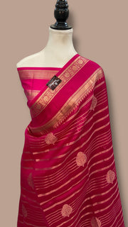 Pink Pure Kora Handloom Banarasi Saree - The Handlooms