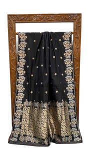 Nita Ambani in Black Pure Katan Silk Banarasi Handloom Saree - All Over Sona Roopa Motifs - The Handlooms