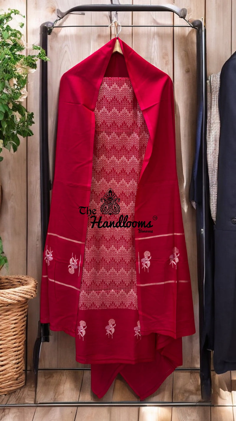 Pure Moonga Silk Banarasi Dress Material - The Handlooms