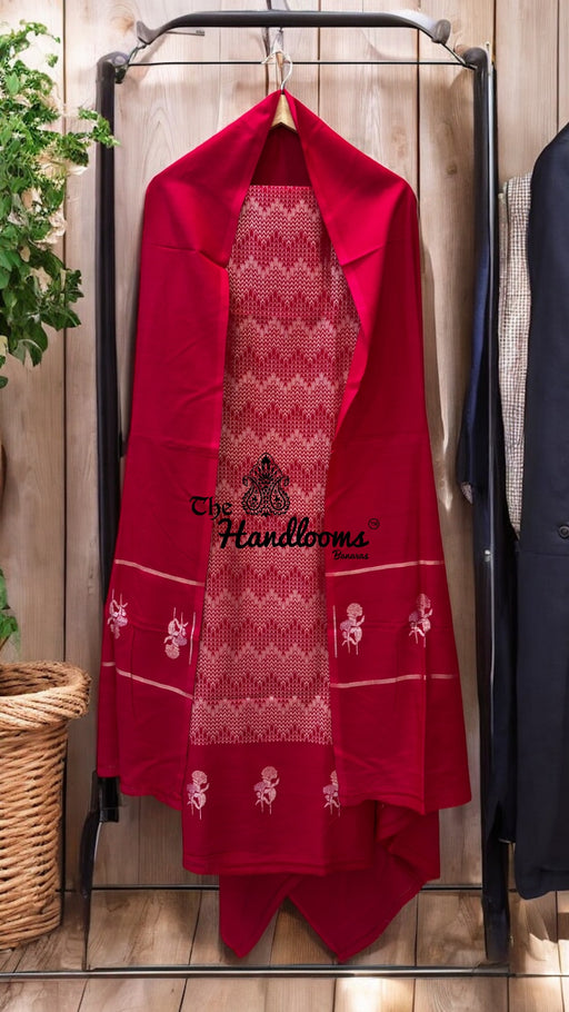 Pure Moonga Silk Banarasi Dress Material - The Handlooms