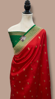Pure Katan Silk Banarasi Handloom Saree - All over Kadua motifs - The Handlooms