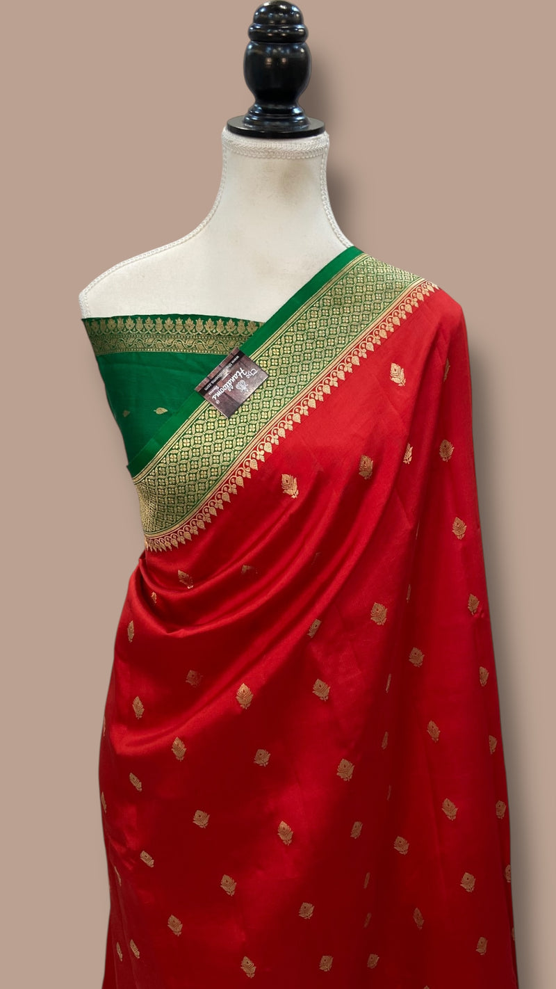 Pure Katan Silk Banarasi Handloom Saree - All over Kadua motifs - The Handlooms