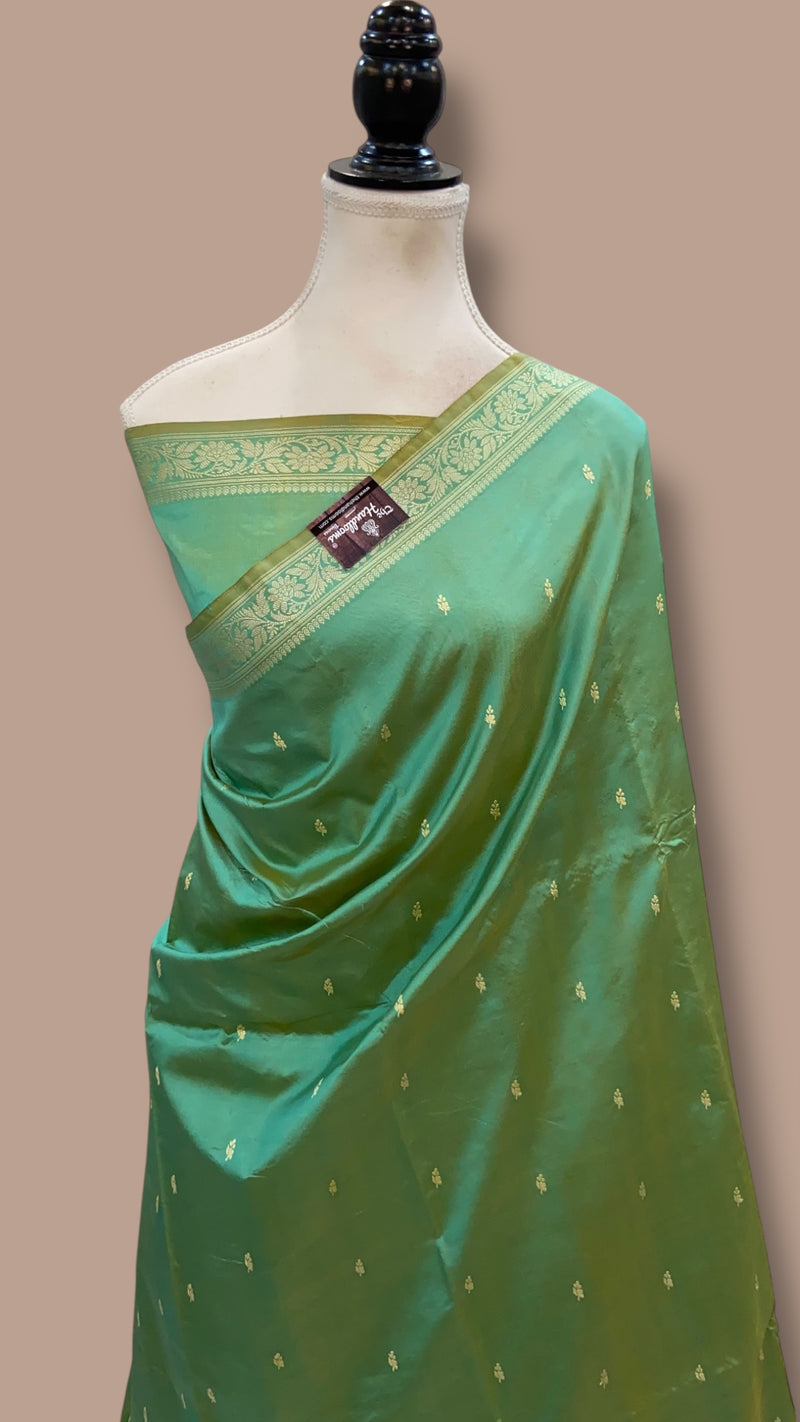 Pure Katan Silk Reshmi Zari Banarasi Handloom Saree - The Handlooms