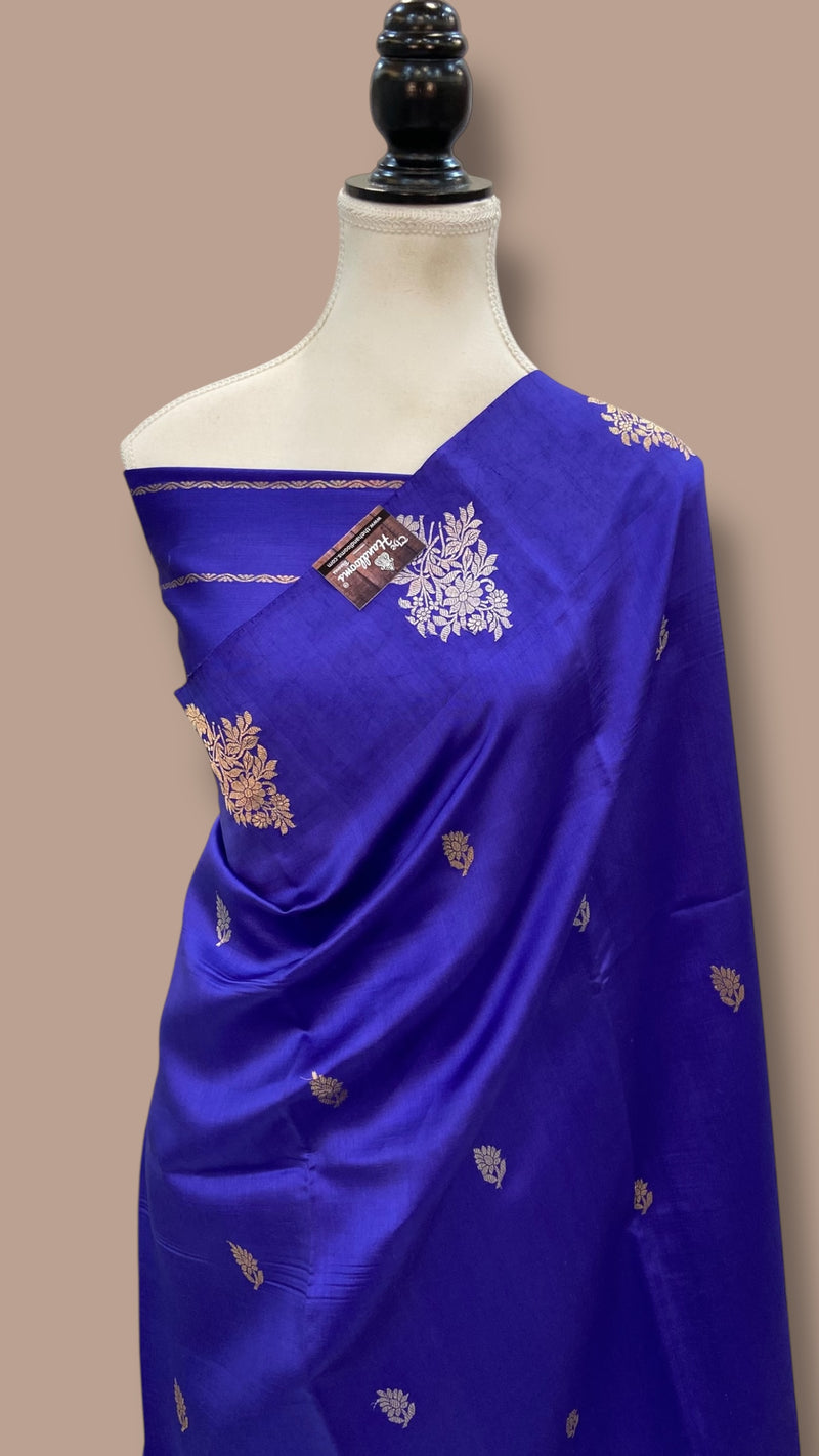 Pure Mango Silk Banarasi Handloom Saree All Over Kadua Motifs - The Handlooms