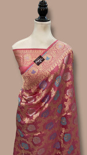 Pure Katan Silk Banarasi Handloom Saree - All Over Jaal Work - With Meenakari - The Handlooms