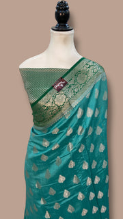 Pure Dupion Silk Banarasi Saree - Gold Zari - The Handlooms