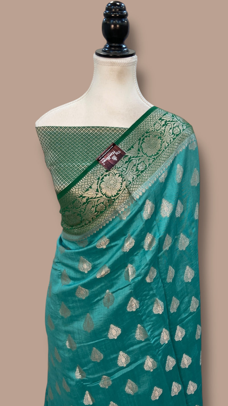 Pure Dupion Silk Banarasi Saree - Gold Zari - The Handlooms