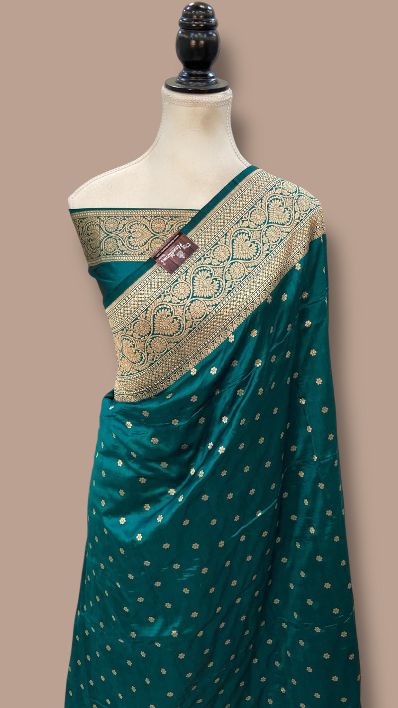 Pure Katan Silk Banarasi Handloom Saree - All Over Motifs - The Handlooms