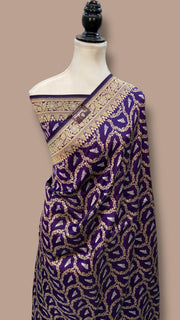 Pure Katan Silk Banarasi Handloom Saree - All over Jaal work With Meenakari - The Handlooms