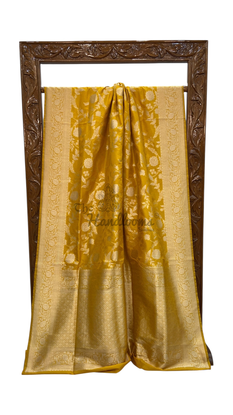 Pure Katan Silk Banarasi Handloom Saree - All Over Jaal Work - The Handlooms