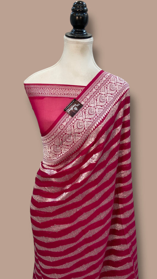 Pure Khaddi Georgette Banarasi Saree Silver Zari - The Handlooms