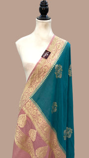 Pure Moonga Georgette Handloom Banarasi Dupatta - The Handlooms