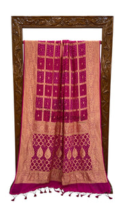 Pure Georgette Banarasi Bandhej Handloom Saree - The Handlooms