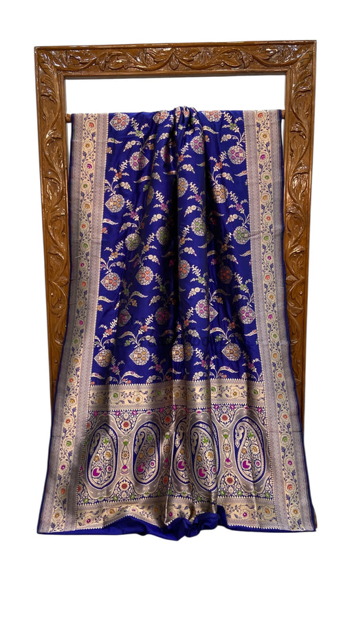 Pure Katan Silk Banarasi Handloom Saree - All over Jaal Work With Meenakari - The Handlooms