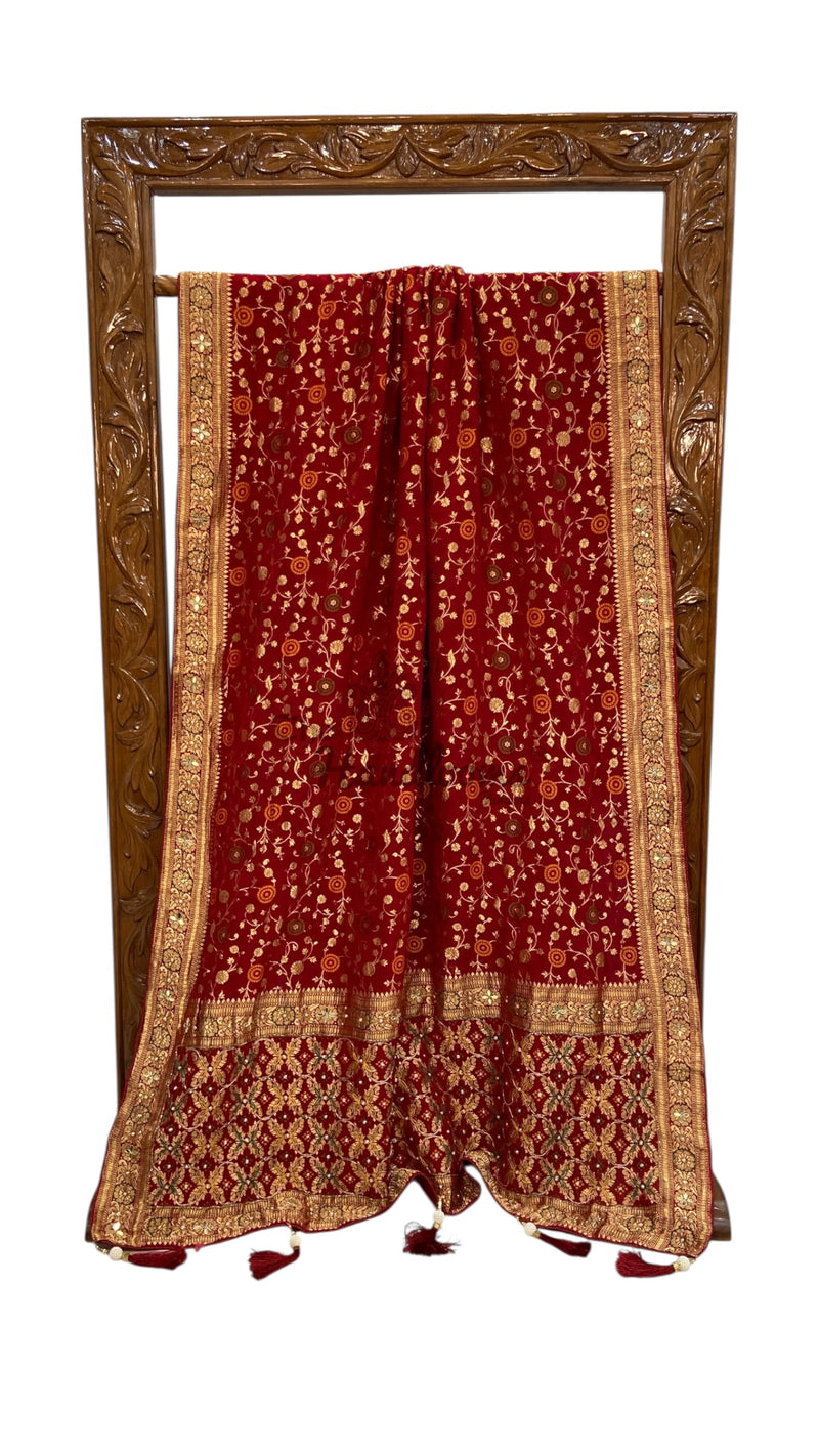 Georgette Banarasi Saree With Handwork - The Handlooms