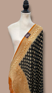Pure Khaddi Georgette Dupatta - water zari - The Handlooms