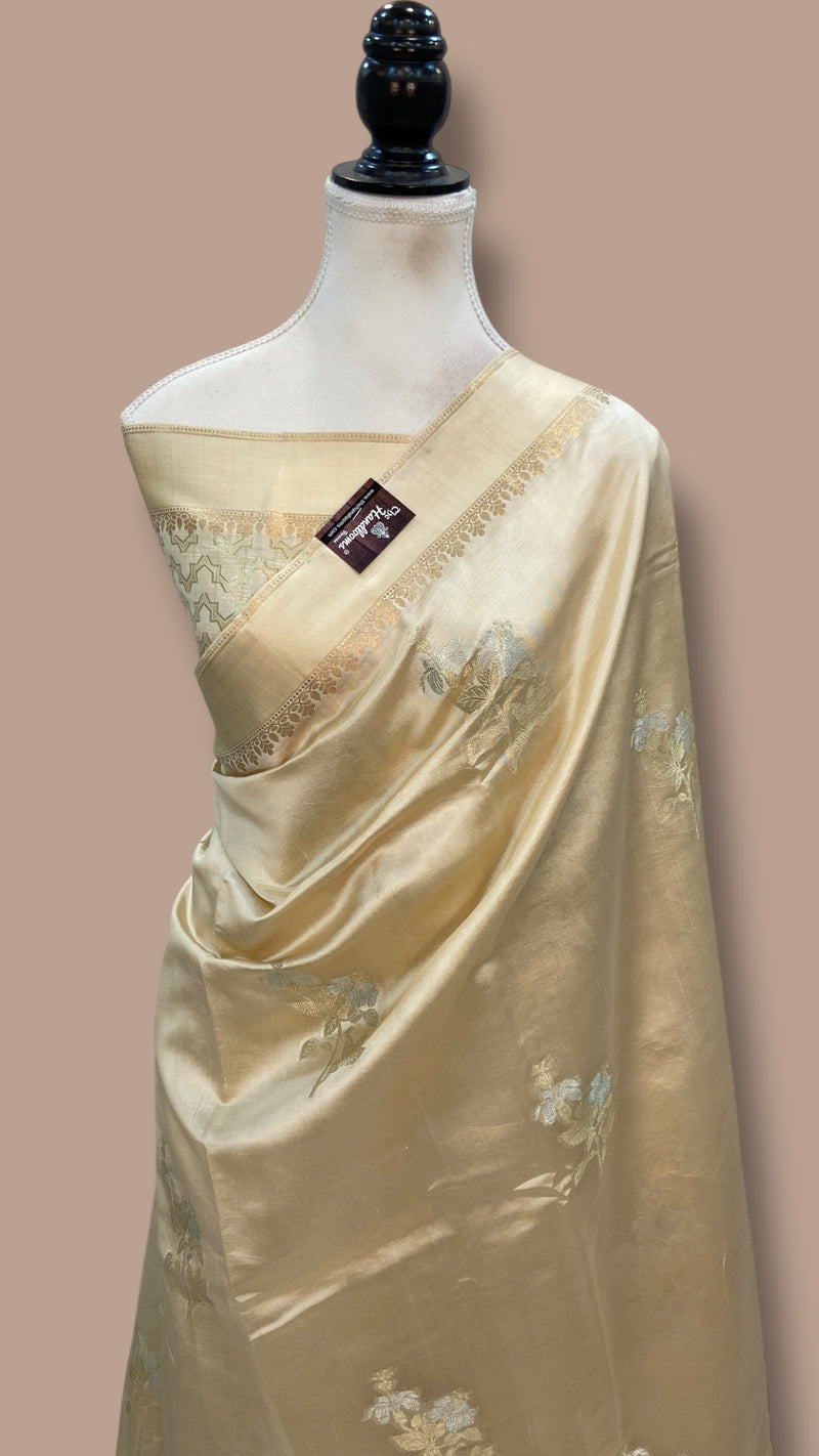Pure Mango Silk Banarasi Handlokom Saree - The Handlooms