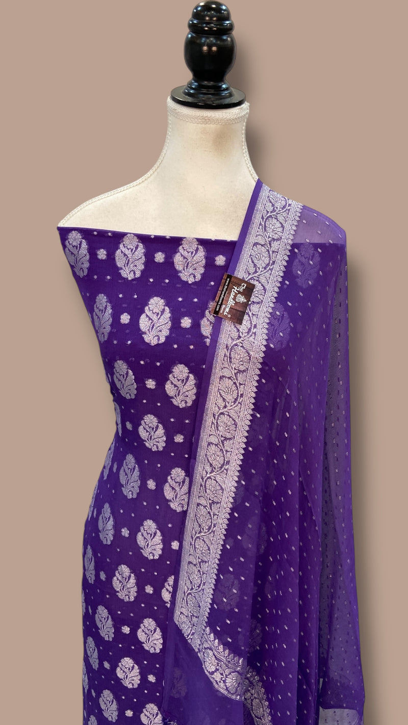 Pure Khaddi Georgette Banarasi Dress Material - The Handlooms