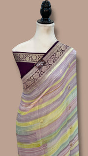 Pure Khaddi Georgette Handloom Banarasi Saree with water zari - The Handlooms
