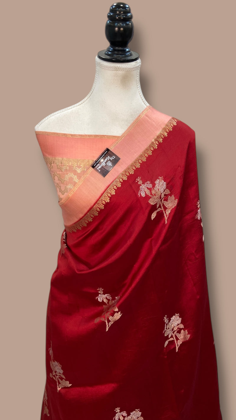 Pure Mango Silk Banarasi Handlokom Saree - The Handlooms