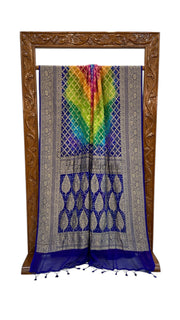 Pure Georgette Banarasi Bandhej Handloom Saree Multicolor - The Handlooms