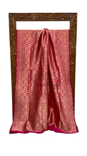 Regal Pure Katan Silk Banarasi Saree – Handwoven Tanchui Brocade with Meenakari Work - The Handlooms