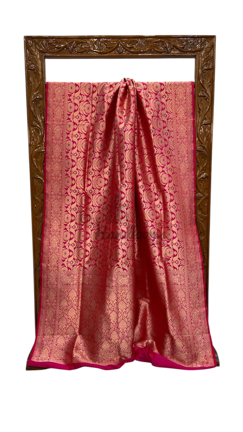 Regal Pure Katan Silk Banarasi Saree – Handwoven Tanchui Brocade with Meenakari Work - The Handlooms