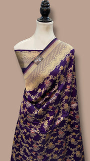 Pure Katan Silk Banarasi Handloom Saree - All over Jaal Work With Meenakari - The Handlooms