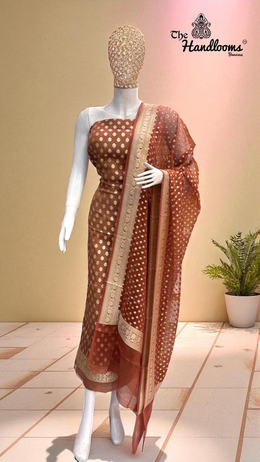 Tissue Khaddi Georgette Banarasi Dress material - The Handlooms