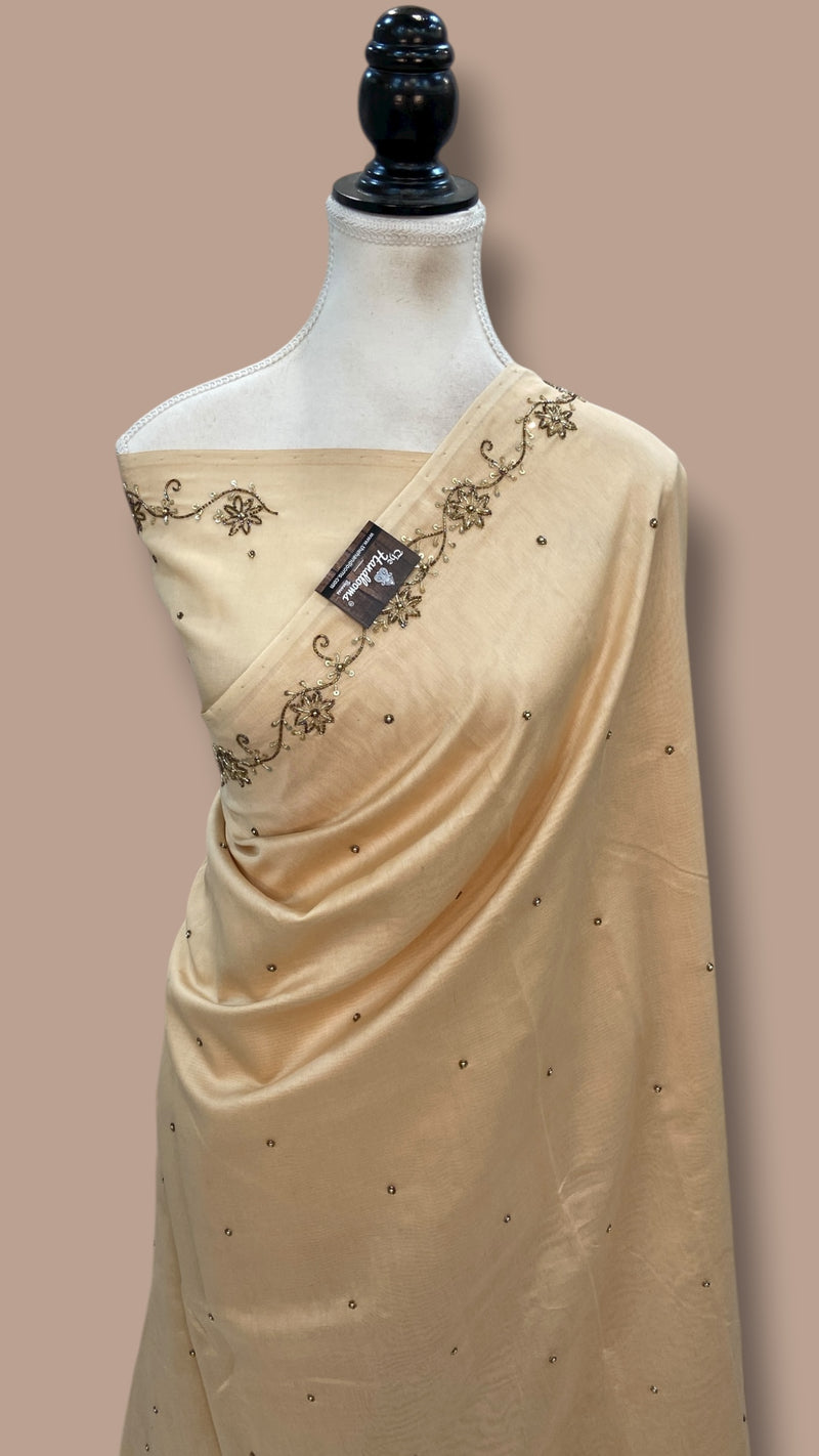 Pure Chanderi Cotton Handloom Banarasi Saree - Handwork