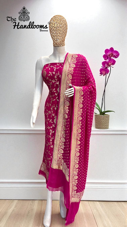 Khaddi Georgette Banarasi Dress material Water Zari - The Handlooms
