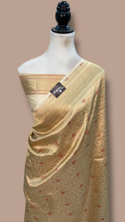 Regal Pure Katan Silk Banarasi Saree – Handwoven Tanchui Brocade with Meenakari Work - The Handlooms
