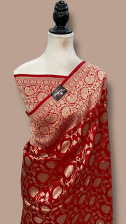 Pure Katan Silk Banarasi Handloom Saree - All Over Jaal Work - The Handlooms