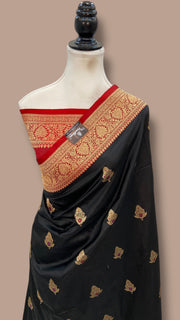 Pure Katan Silk Banarasi Handloom Saree - All Over Kadua Motifs - The Handlooms