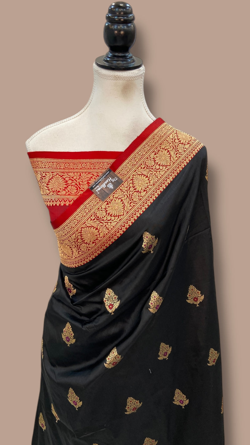 Pure Katan Silk Banarasi Handloom Saree - All Over Kadua Motifs - The Handlooms