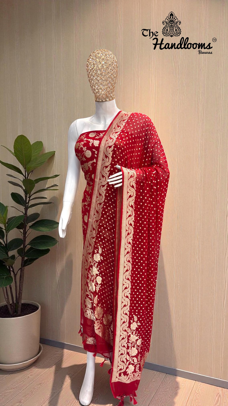 Khaddi Georgette Banarasi Dress material Water Zari - The Handlooms